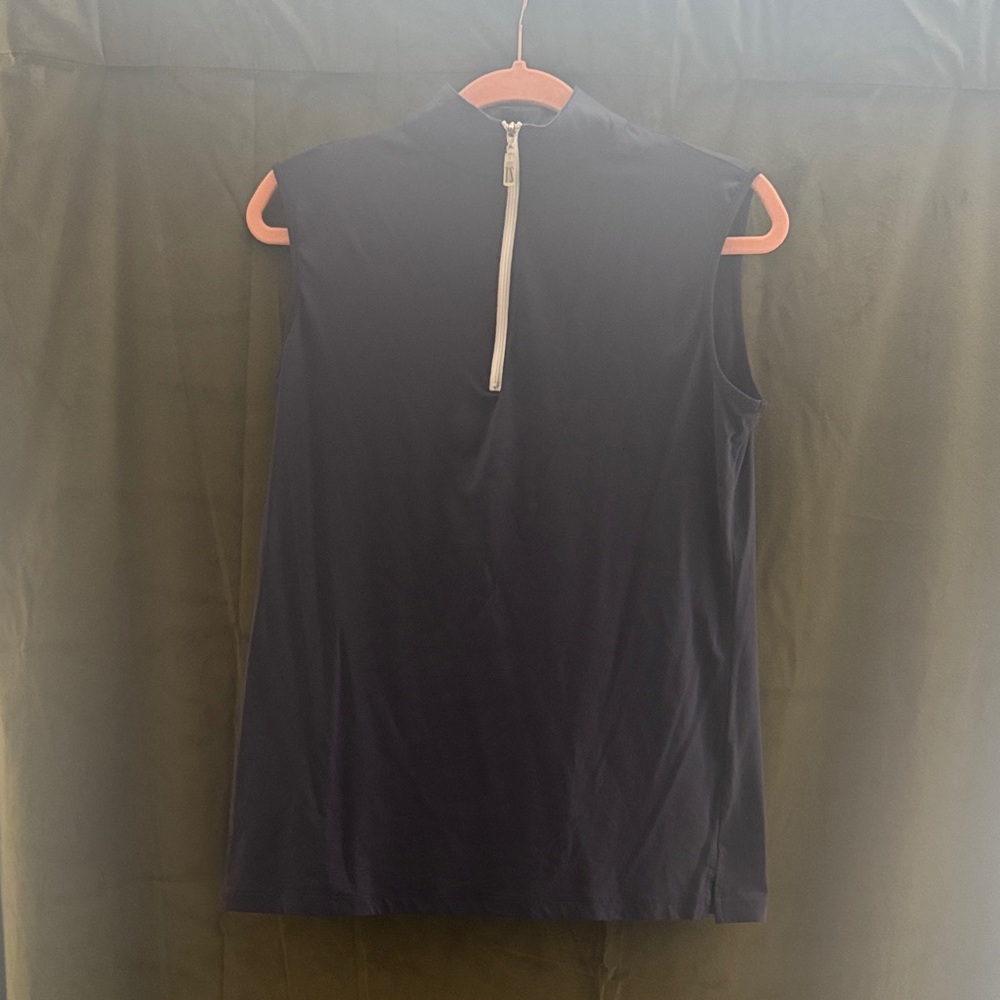 The Tailored Sportsman Navy Sleeveless Zip Mock Golf Top